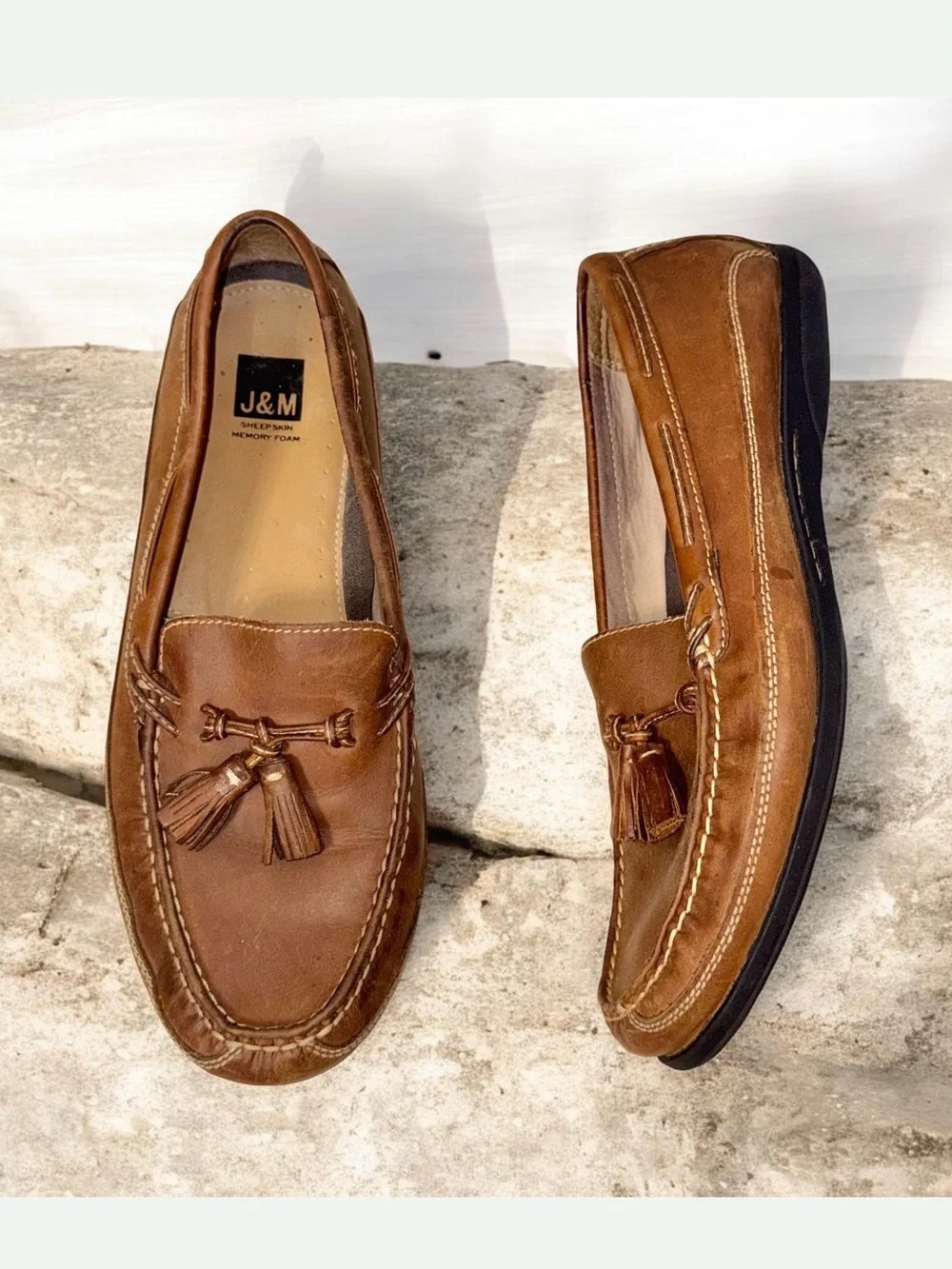 JOHNSTON & Murphy JM tassel leather slip on loafers men’s dress shoes size 12